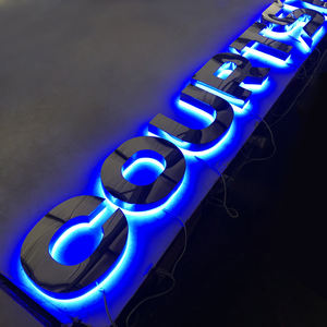 شعار مخصص 3d مرآة الانتهاء من الفولاذ المقاوم للصدأ حروف بإضاءة خلفية قناة أكريليك هالو علامة - Product Image 1