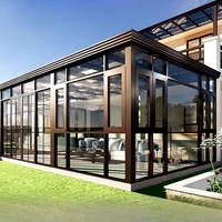Véranda de jardin d'hiver 6063 T6 en aluminium préfabriqué, serre en verre, véranda inclinée 4 saisons
