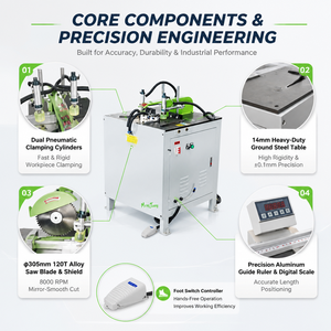 JUNDE Pneumatic Electric Foot Control Stable Precision Cutting Machine for 45 Degree Aluminum Door Window Profile - Product Image 2