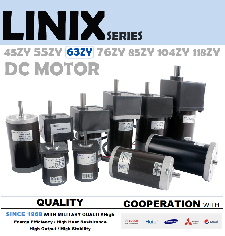 LINIX 24V 40W PMDC Gear Motor with 70mm Gearbox - High Torque, Low