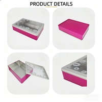 Grande boîte en métal rectangulaire pour emballages cadeaux de Noël avec fenêtre en acrylique pour la présentation des produits