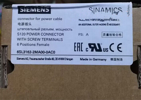 Original Brand New 6SL31622MA000AC0 NEW SINAMICS S120 POWER CONNECTOR For PLC