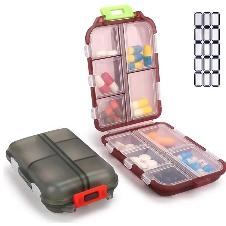 Portable Small Weekly Travel Pill Organizer Plastic Pill Box Dispenser Pill Case for Purse Vitamin Fish Oil Container Medicine