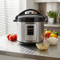 Penanak Nasi Tekanan Listrik Stainless Steel Laris Manis, Layar LED Kontrol Digital, 12-in-1, Memasak Otomatis, Kapasitas 5.1-6.0L