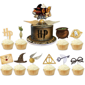 Décoration de fête d'Halloween <span class=keywords><strong>Harry</strong></span> <span class=keywords><strong>Potter</strong></span>, joyeux anniversaire, thème magique, école de sorcellerie, ballons, décoration de gâteau de dessin animé - Product Image 2