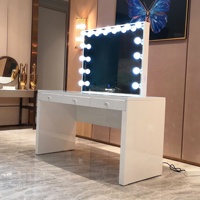 Meuble de chambre à coucher Docarelife, blanc, moderne, pour filles, table de toilette à 3 tiroirs avec miroir éclairé par LED, pour usage hôtelier