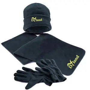 Cheap Custom Men Polar Fleece Hat Scarf and Glove Set