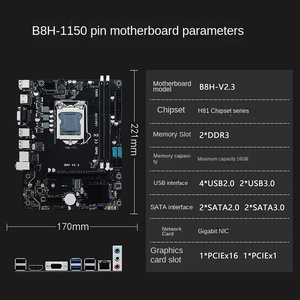 Tarjeta Madre para Computadora de Escritorio B8H H81 M-ATX, LGA-1150, Memoria DDR3, Soporte M.2, CPU de 4.ª y 5.ª Generación I3 I5, Producto Nuevo - Product Image 4