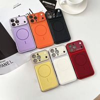 Casing Ponsel Kulit Tekstur Leci Mewah dengan Magnet untuk iPhone 18 Pro Max 17 16 15 14, Mendukung Pengisian Daya Nirkabel, Anti Benturan