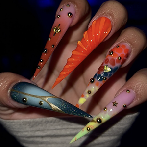 Precio de fábrica al por mayor, uñas postizas de diseño artesanal, uñas a presión, 10 unidades, uñas acrílicas postizas 3D con forma de ataúd, personalizadas - Product Image 1