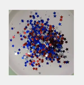 10 Grams Red, White, Blue Star Shapes Glitter 3mm For Nails Beauty,Lady Manicure,July 4th Decoration Confetti