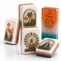 Ensemble de Mahjong Américain de Luxe Moderne en Acrylique à 4 Couches, 160 Tuiles, Motifs Art Déco Gravés en Profondeur Personnalisés, Cadeau Souvenir Premium OEM
