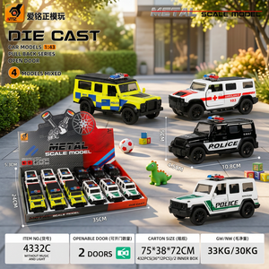 Modèles de voitures miniatures en métal moulé sous pression 1:43, avec fonction de recul et portes ouvrantes, ensemble de véhicules en métal, boîte de présentation, police, ambulance, SUV - Product Image 1