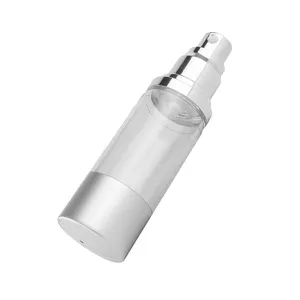 Dayanıklı lüks havasız pompa şişe ile pompa 15ml gümüş 50ml yumuşak dokunmatik şişe havasız pompa şişe 30ml