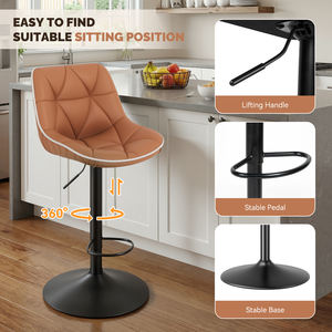 Taburete de Bar Giratorio Moderno con Altura Ajustable, Esponja de Alta Densidad Acolchada, Tela Transpirable, Base de Hierro, para Cocina, Exterior, Hogar - Product Image 6