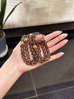 Bracelet rond poli en cristal naturel brun fumé Sinyore - Cadeau - quartz fumé