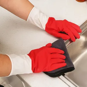 Chinese Manufacturer Wholesale Household Kitchen Cleaning Dishwashing Guards Long Rubber Latex Gloves