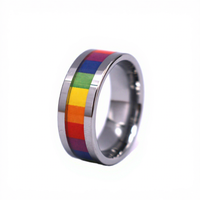 8MM Wolfram Regenbogen Schwulen- und Lesben-Ehering Verlobungsring Unisex Gay Pride Herrenring von Drittanbieter Zertifiziert THX Schmuck