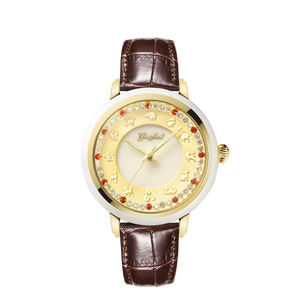 Montre de couple de luxe à cadran Zodiac, bracelet en cuir et jade Hetian, mouvement à quartz, pour homme et femme - Product Image 3