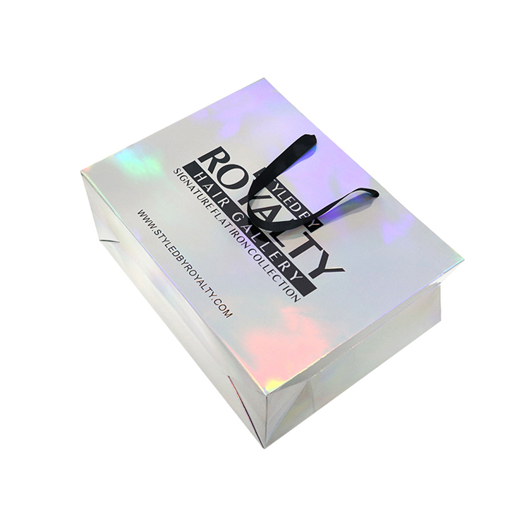 Hot Sale Manufacturer Holographic Valentines Day Cosmetic Packaging Slim Luxury Shopping Gift Paper Bag