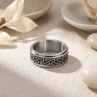 ZG Keltischer Knoten Spinner-Ring aus Rostfreiem Stahl, Wasserdichter Angstlösender Fidget-Ring