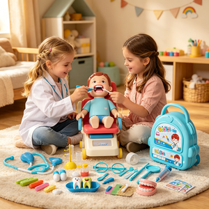 Mochila Médica de Juguete de Plástico para Niños, Caja de Almacenamiento, Set de <span class=keywords><strong>Juguetes</strong></span> de Doctor para Niñas de 3 Años o Más, Estetoscopio Realista de Enfermera - Product Image 5