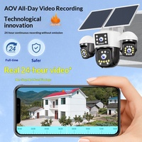 Caméra extérieure 4G à énergie solaire, 4 objectifs, 4 canaux, IP66, alarme, vue panoramique à 360°, rétroéclairage automatique, télécommande mobile