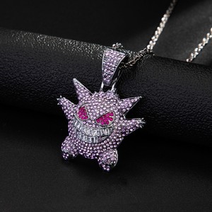 18K 골드 도금 스테인레스 스틸 사용자 정의 목걸이 작은 괴물 지르콘 힙합 보석 소녀 - Product Image 6