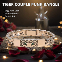 Bracelet jonc unisexe classique géométrique en cuivre plaqué or, style punk tendance, accessoire cadeau pour couple Tigre
