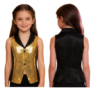 Débardeur en satin à revers pour filles de 6 à 16 ans, idéal pour la scène, les bals de promo, les fêtes, la danse lyrique et la pratique de la danse latine. - Product Image 2