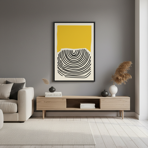 Modern Abstract Yellow <b>Black</b> Geometric Print Canvas Art - Sleek Wall Decor,<b>BLACK</b> <b>FRAMED</b> CANVAS - Product Image 3