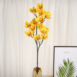 Arreglo de Flores Artificiales de Magnolia de 95 cm, Tela Amarilla, Decoración Grande para el Hogar, Decoración de Bodas - Product Image 1