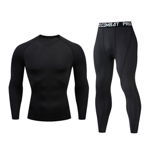Conjunto Deportivo de Compresión para Hombre, <span class=keywords><strong>2</strong></span> Piezas, Ropa Deportiva para Gimnasio, Marca Privada, Mangas Largas, Mallas de Compresión para Fitness - Product Image 2