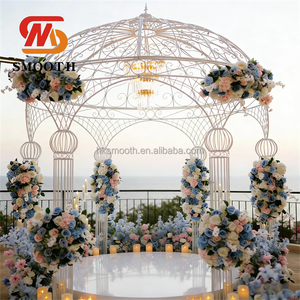 SMOOTH Outdoor Luxury <b>Wedding</b> Canopy Chuppah Mandap Backdrop Stand White Metal Round <b>Frame</b> Arch Chuppah - Product Image 1