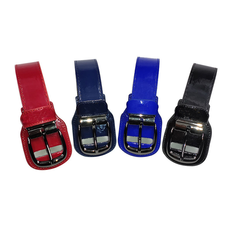 Ceinture de sport unisexe en cuir verni avec boucle ardillon en métal pour étudiants