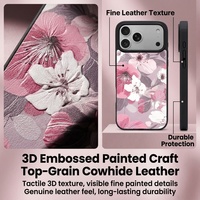 Coque de téléphone personnalisée flexible et fiable avec motif en relief 3D pour iPhone 17 16, anti-jaunissement, revêtement UV, motif floral