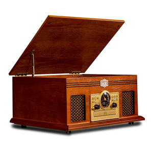 Ap02 — <span class=keywords><strong>platine</strong></span> de réglage analogique FM, avec lecteur <span class=keywords><strong>CD</strong></span>, entrée Aux, fonction BT, haut-parleurs stéréo intégrés, plateau tournant en bois - Product Image 5