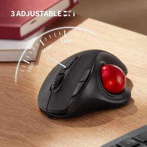 JOMAA Wireless Trackball MouseRight-Handed Ergonomic Design 2.4G Rechargeable 6 Buttons 3 Adjustable CPI Easy Thumb Stock - Product Image 6