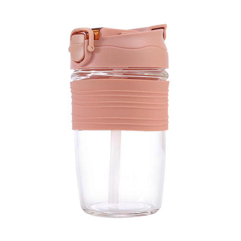 350ml 500ml single layer glass water bottle with silicone sleeve high borosilicate glass water cup
