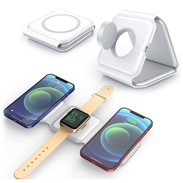 3 En 1 Cargador Inalambrico De Succion Magnetic Plegable Wireless Charger Carga Rapida for iPhone 14 apple Watch airpods Pro 2