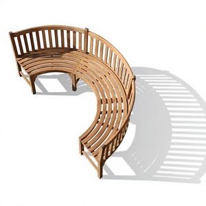 Banc de jardin et de terrasse semi-circulaire moderne en bois massif durable de haute qualité pour entreprises - Product Image 1