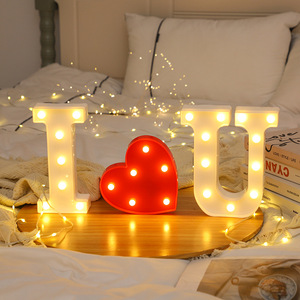 Letras LED Luminosas para Marquesina, Letrero Luminoso para Bar, Lámpara de Letras para <span class=keywords><strong>Pub</strong></span>, Funciona con Pilas, para Bodas, Cumpleaños, Navidad 'LOVE' - Product Image 1