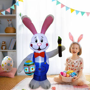 Decoraciones de Pascua Inflables Pequeñas e Impermeables, Conejo de 4 Pies con Huevo, Luces LED Integradas, Decoración para Jardín y Césped - Product Image 4