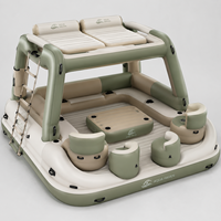 Dspr WF OEM ODM Canapé flottant gonflable en PVC double couche multi-places, île lounge aquatique avec table, pour piscine et plage, vente en gros