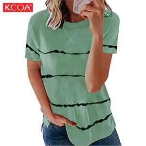 KCOA T-<span class=keywords><strong>shirt</strong></span> à manches courtes imprimé à rayures noires <span class=keywords><strong>et</strong></span> blanches pour femmes - Product Image 2