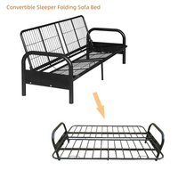 Sofá Cama Individual Económico de Acero con Brazos, Mueble de Dormitorio, Cama Futón Plegable Portátil de Metal para Sala de Estar