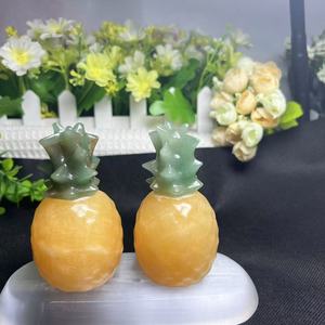 بيع بالجملة نموذج أناناس كريستالي منحوت كالسيت برتقالي طبيعي + أخضر أفنتورين ديكور فاكهة جميل - Product Image 5