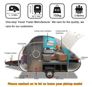 WECARE <span class=keywords><strong>Roulotte</strong></span> Teardrop Completamente Attrezzata, Mini Caravan Leggera con Pannelli Solari, Veicolo Ricreativo con Certificazione ADR DOT - Product Image 4