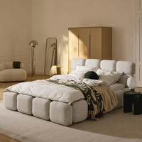 PZCN HOME Lits doubles modernes en bois rembourrés Lits jumeaux Lit de rangement pour enfants Cadre de lit queen size Meubles de chambre à coucher
