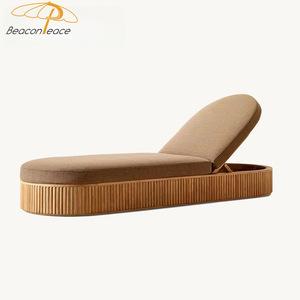 Diseño moderno Muebles de exterior Tumbona de madera de teca <span class=keywords><strong>Jardín</strong></span> Resort Ocio Hotel Piscina Tumbona de madera de teca - Product Image 3